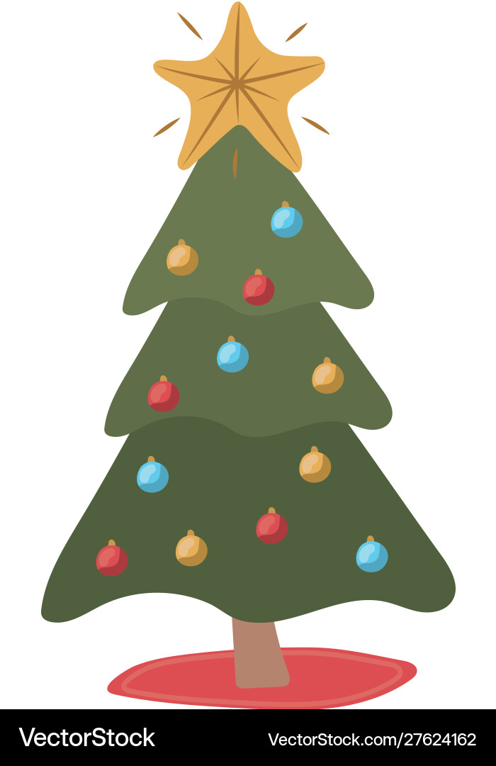 Merry Christmas Pine Tree Icon Vector Image