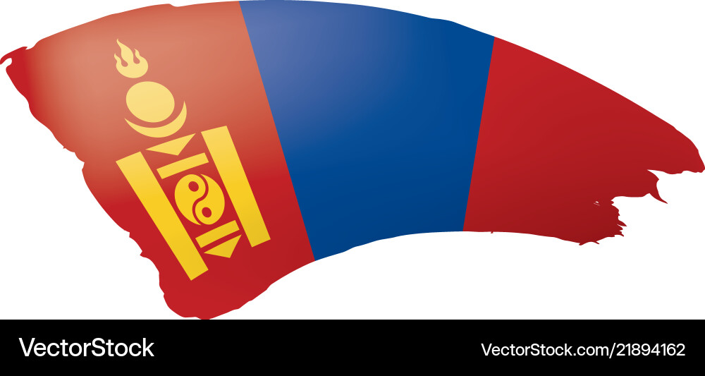 Mongolia flag on a white Mongolia flag on a white vector image