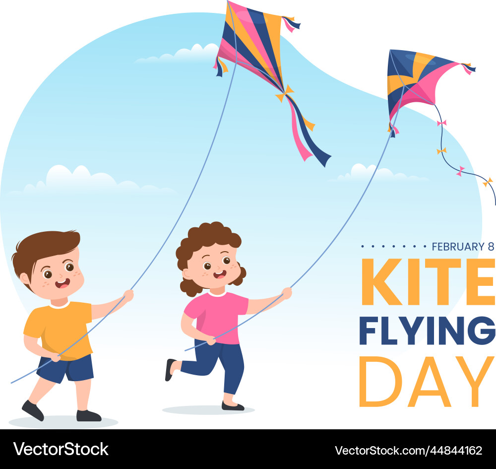 National kite flying day on february 8 of sunny National kite flying day on february 8 of sunny vector image
