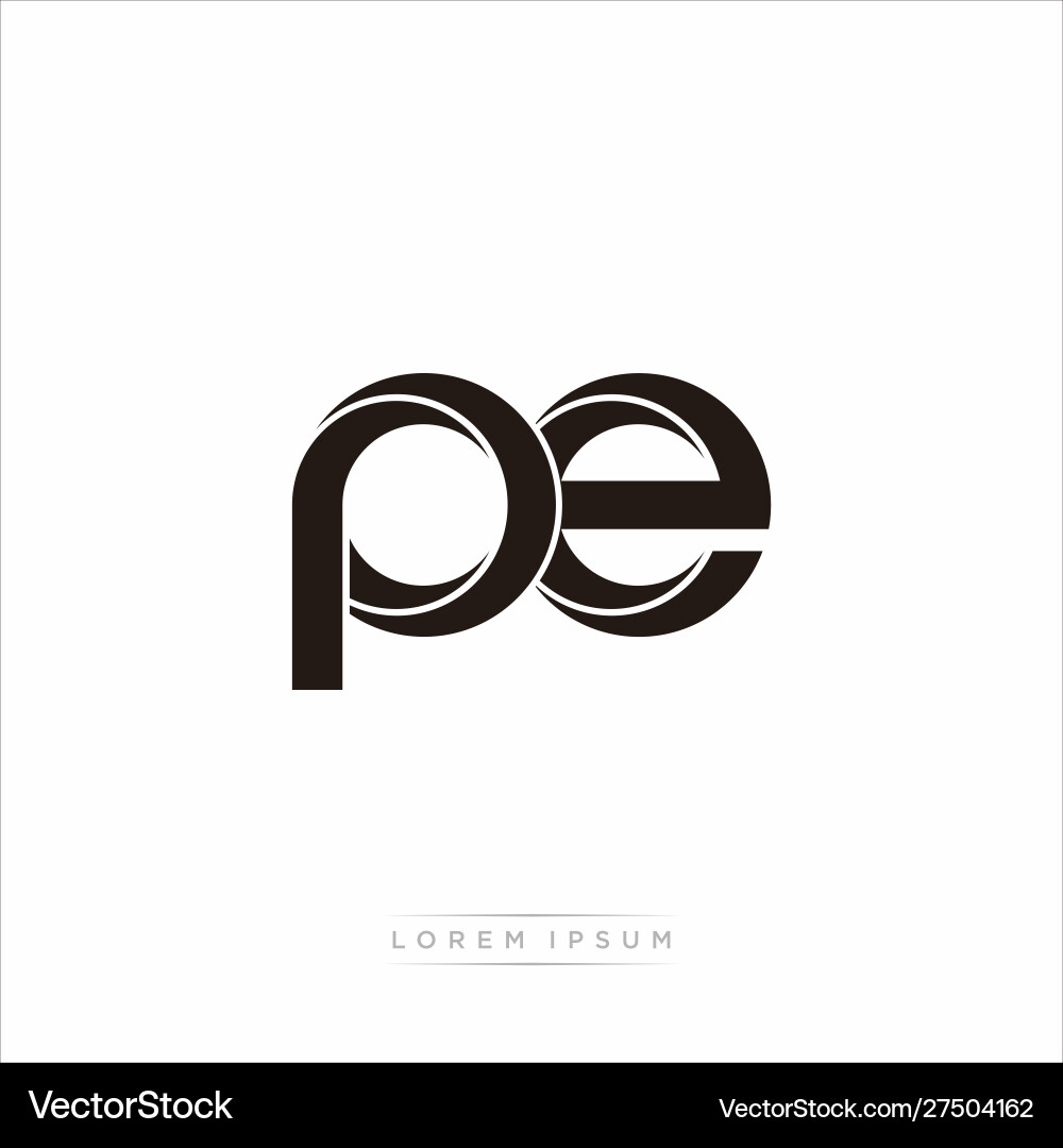 Pe initial letter split lowercase modern monogram vector image