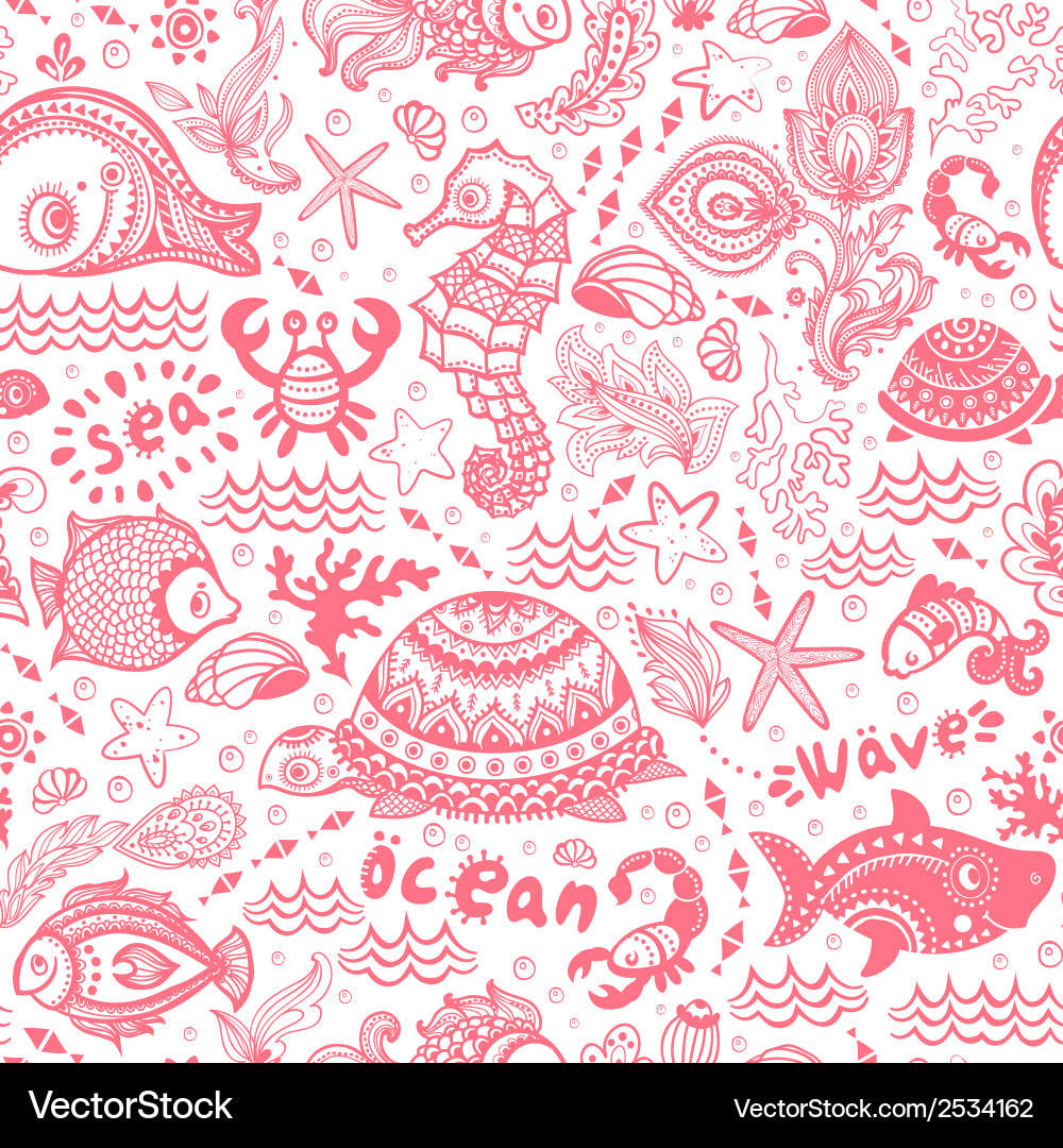 Set of fish and shells Vector Image