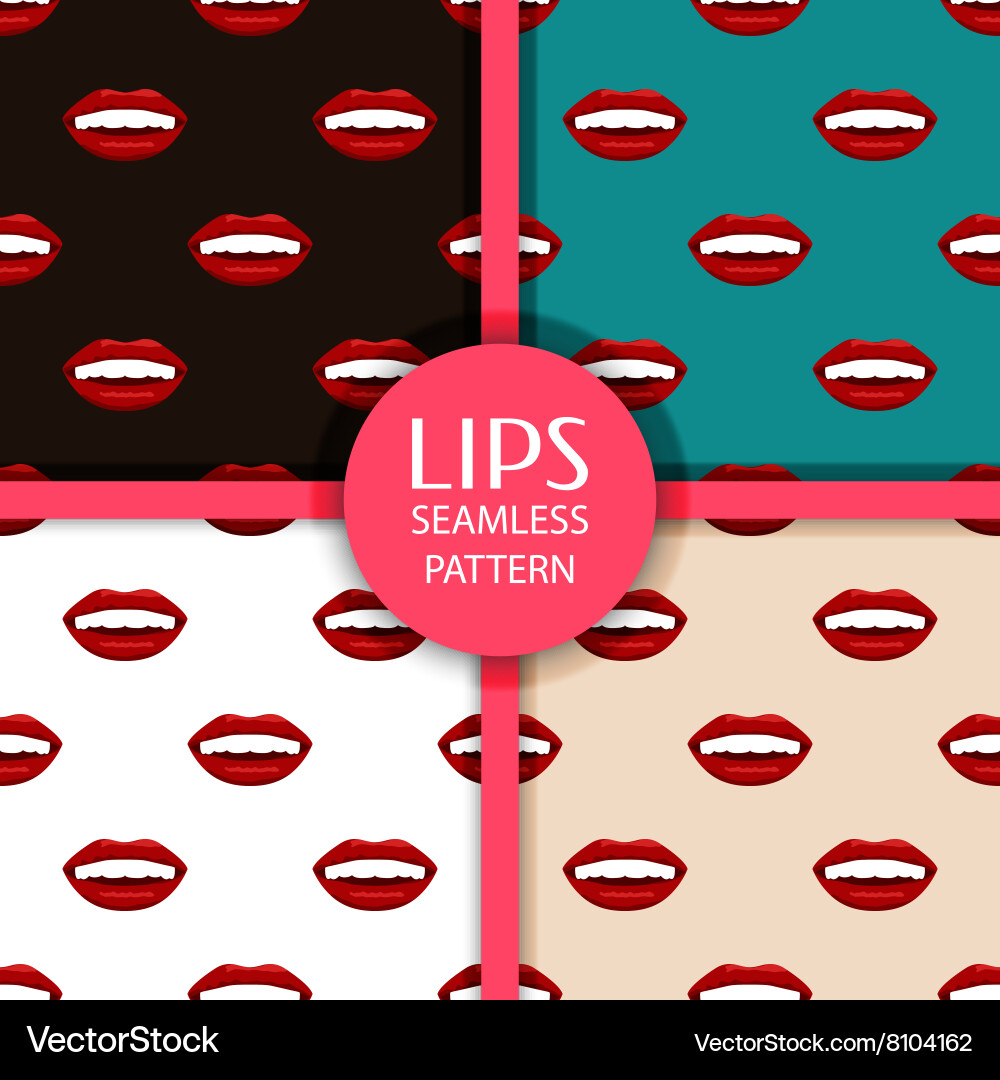 Set of seamless patterns with lips Vector Image