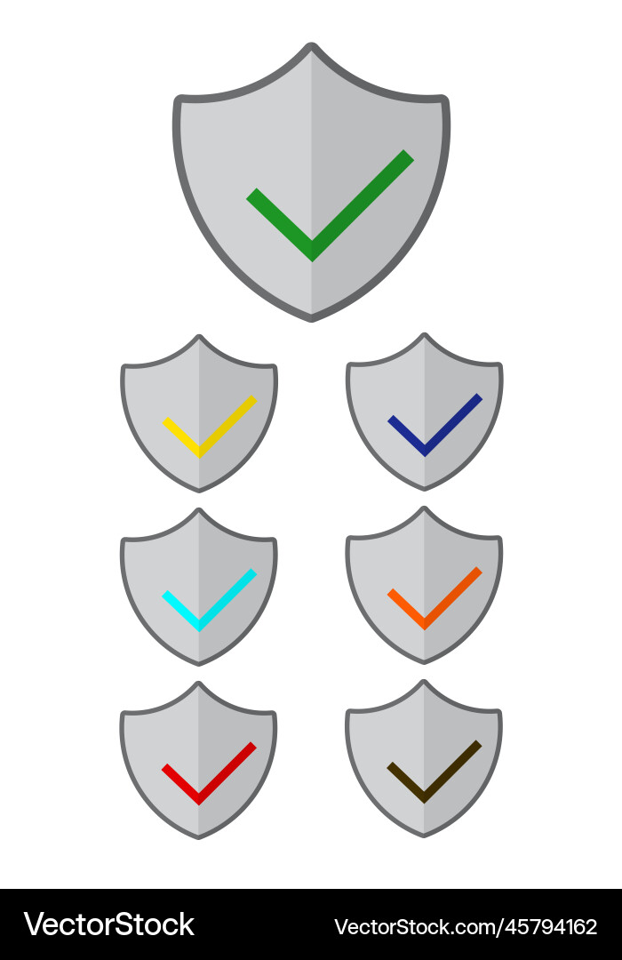 Set of shield with check mark icon in flat style vector image