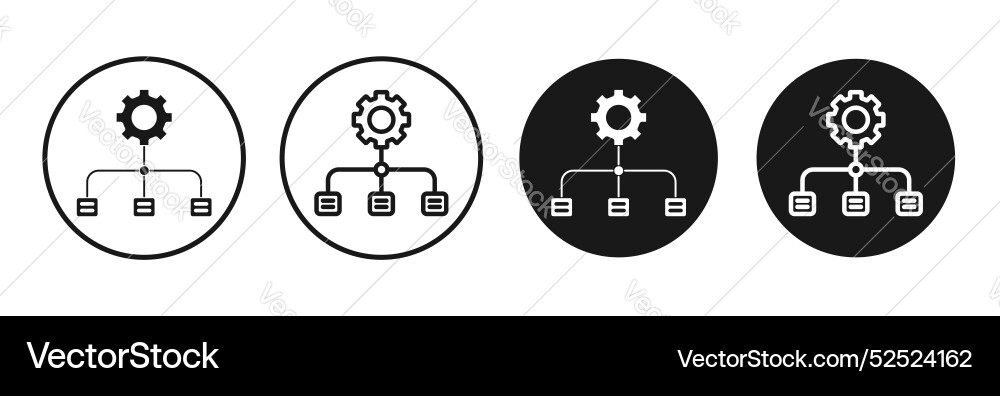 Workflow icon set black filled and outlined style Workflow icon set black filled and outlined style vector image