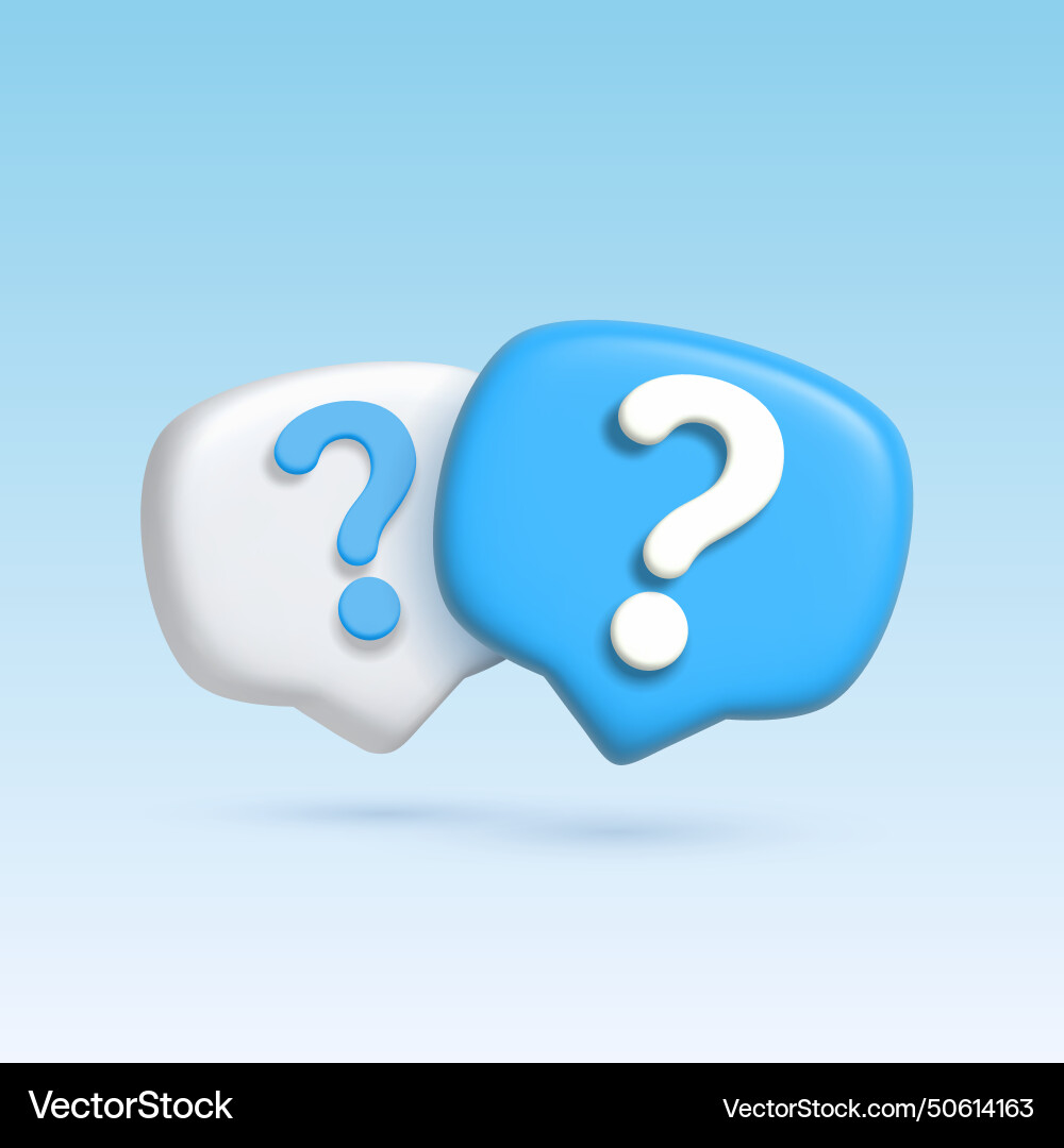 3d speech bubble icon with question mark vector image