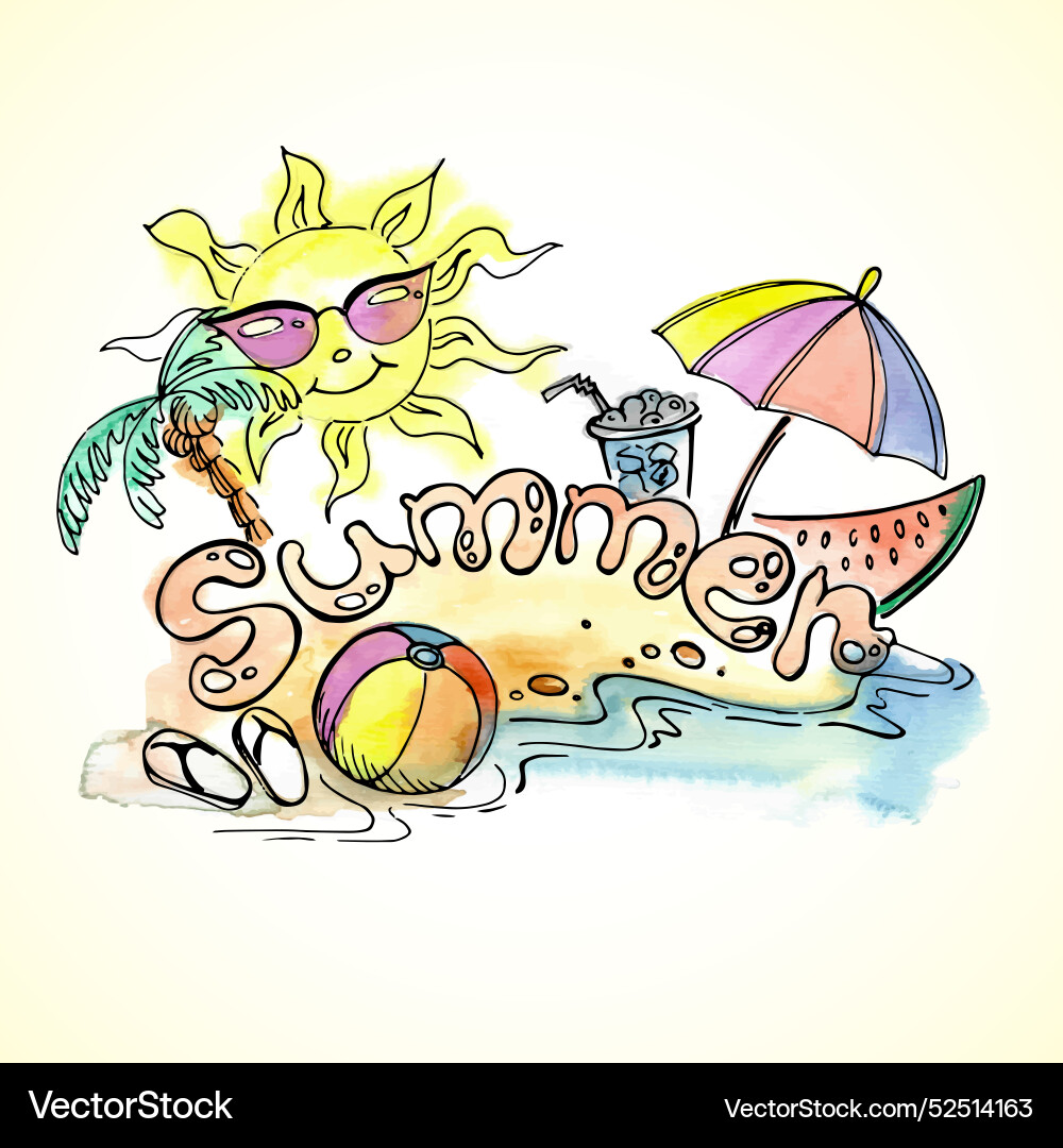 Bright colorful summer banner inscription Bright colorful summer banner inscription vector image