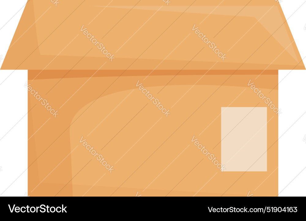Cardboard box standing open with empty label Cardboard box standing open with empty label vector image