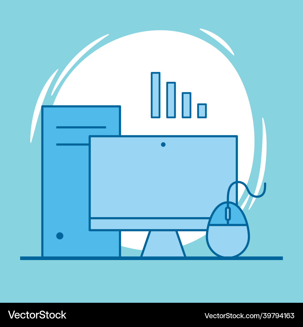 Computer server and mouse vector image