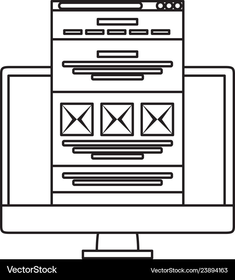 Desktop with webpage template Desktop with webpage template vector image