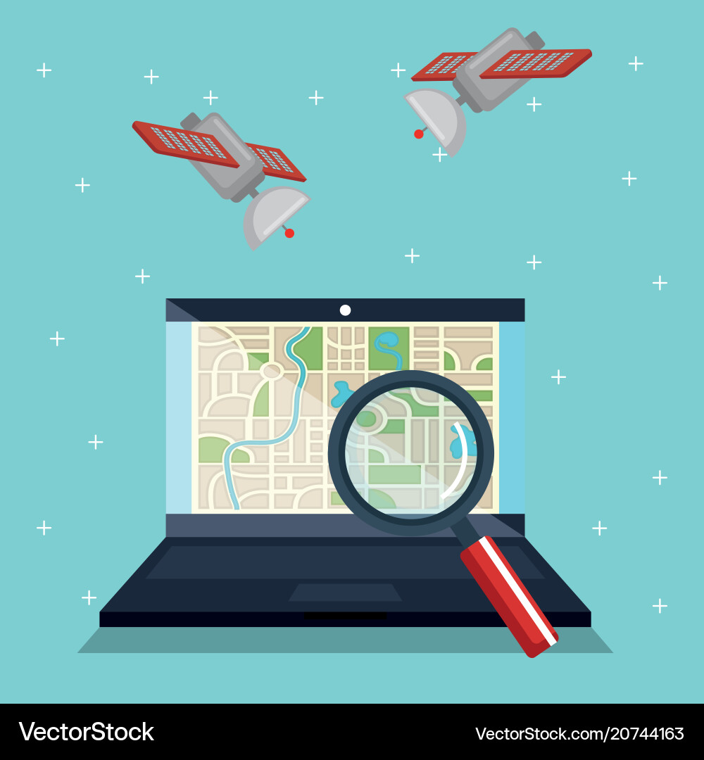 Laptop with gps navigation software Laptop with gps navigation software vector image