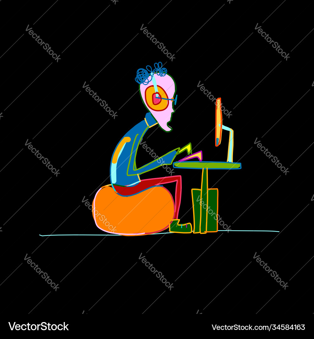 Programmer at work sketch for your design Programmer at work sketch for your design vector image