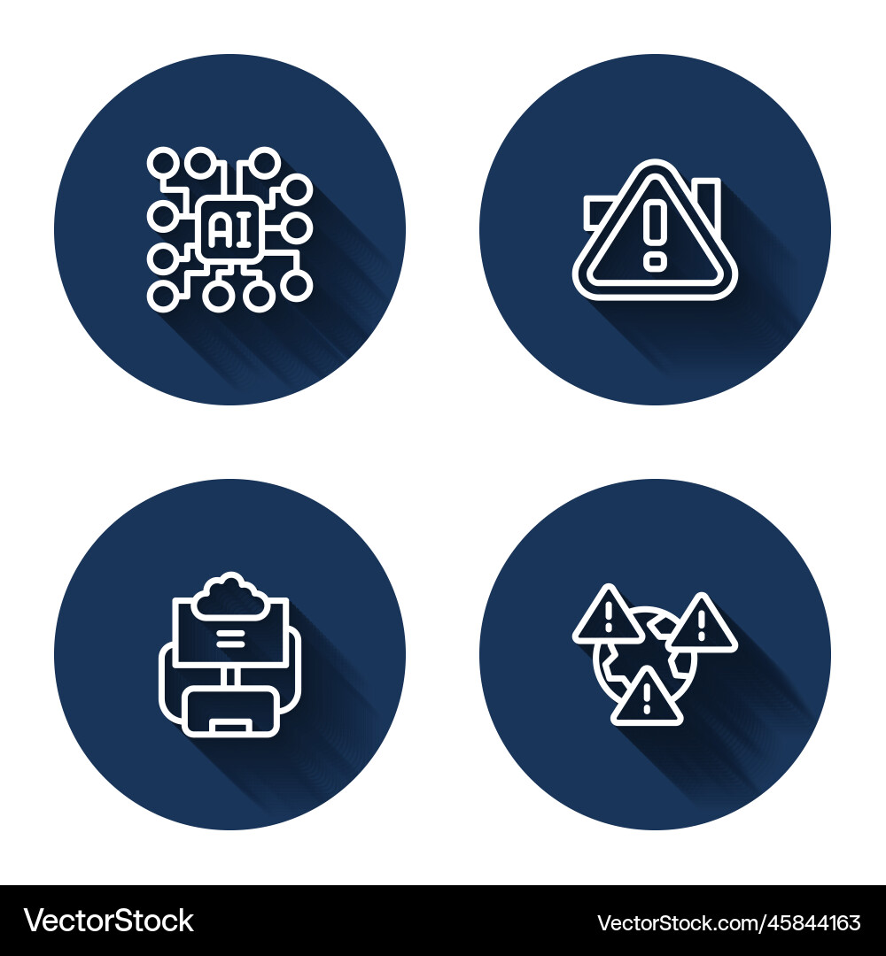 Set line neural network exclamation mark Set line neural network exclamation mark vector image