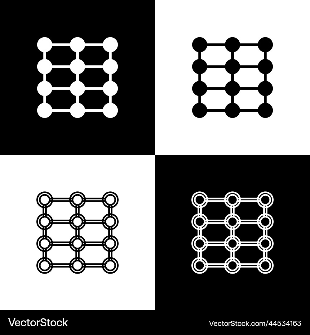 Set neural network icon isolated on black Set neural network icon isolated on black vector image