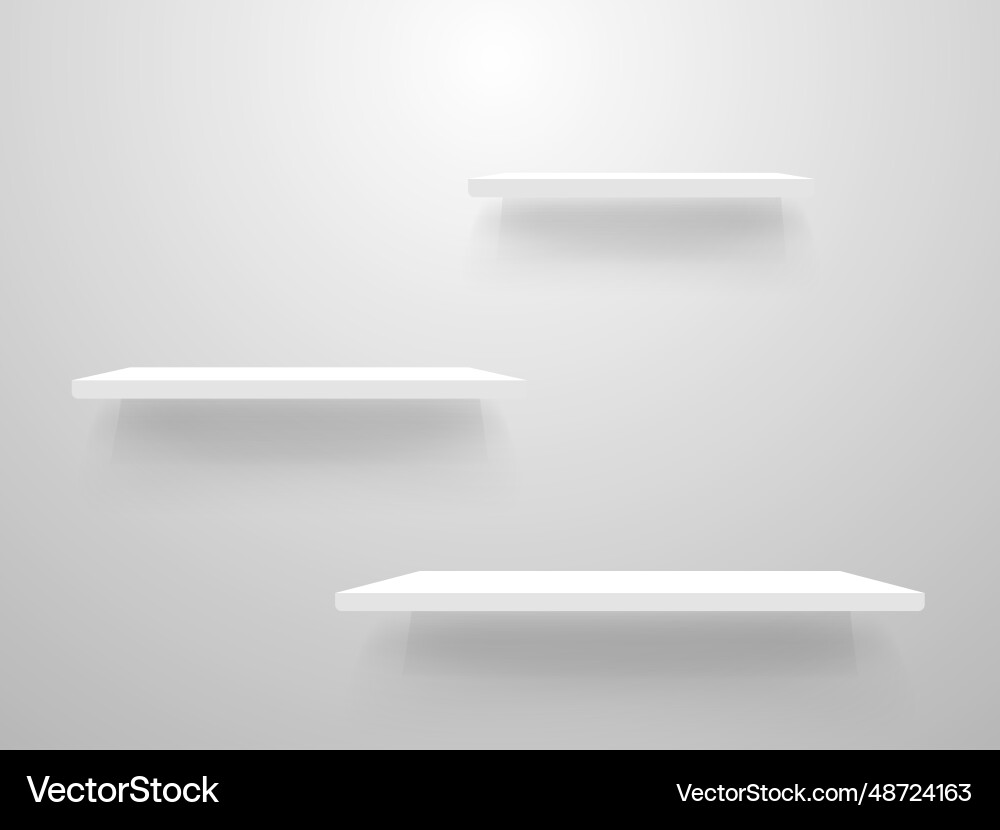 Shelf mockup white bookshelf design empty Shelf mockup white bookshelf design empty vector image