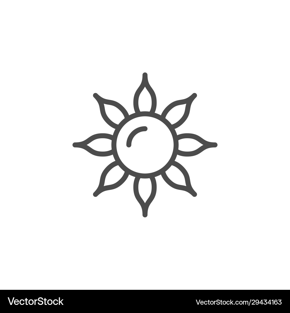 Sun line outline icon and light object vector image