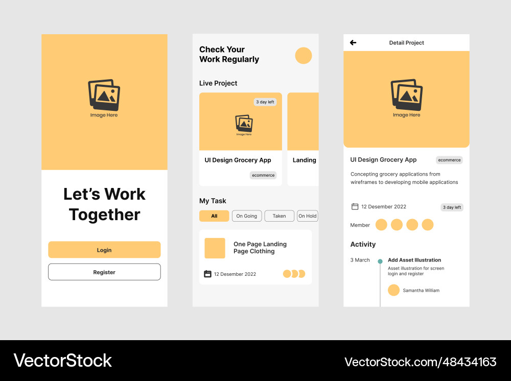 Task project ui design template Task project ui design template vector image
