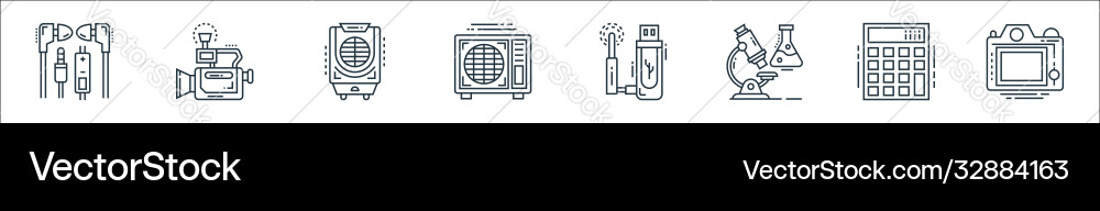 Technology devices line icons linear set quality Technology devices line icons linear set quality vector image