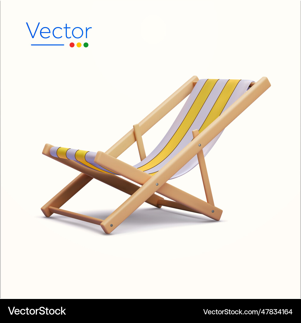 3d gelb gestreifter Strand Holzstuhl oder Sonnenbett 3d gelb gestreifter Strand Holzstuhl oder Sonnenbett vektorbild