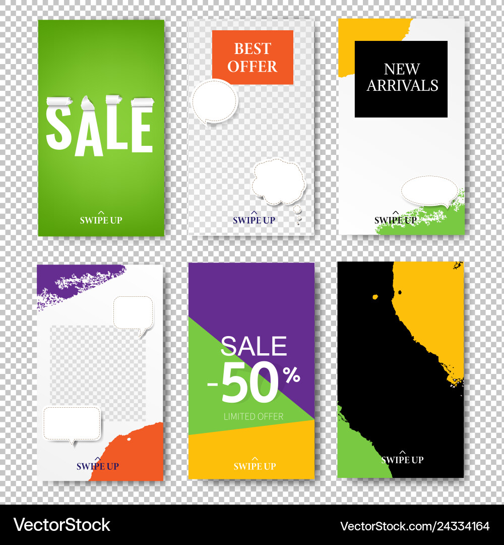 Editable story template collection photo frame vector image
