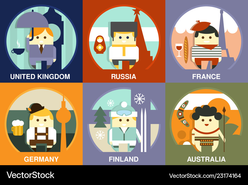 Flat set of representatives different Flat set of representatives different vector image