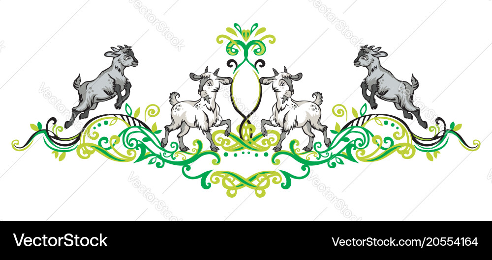 Goat Ornamental Banner Vector Image