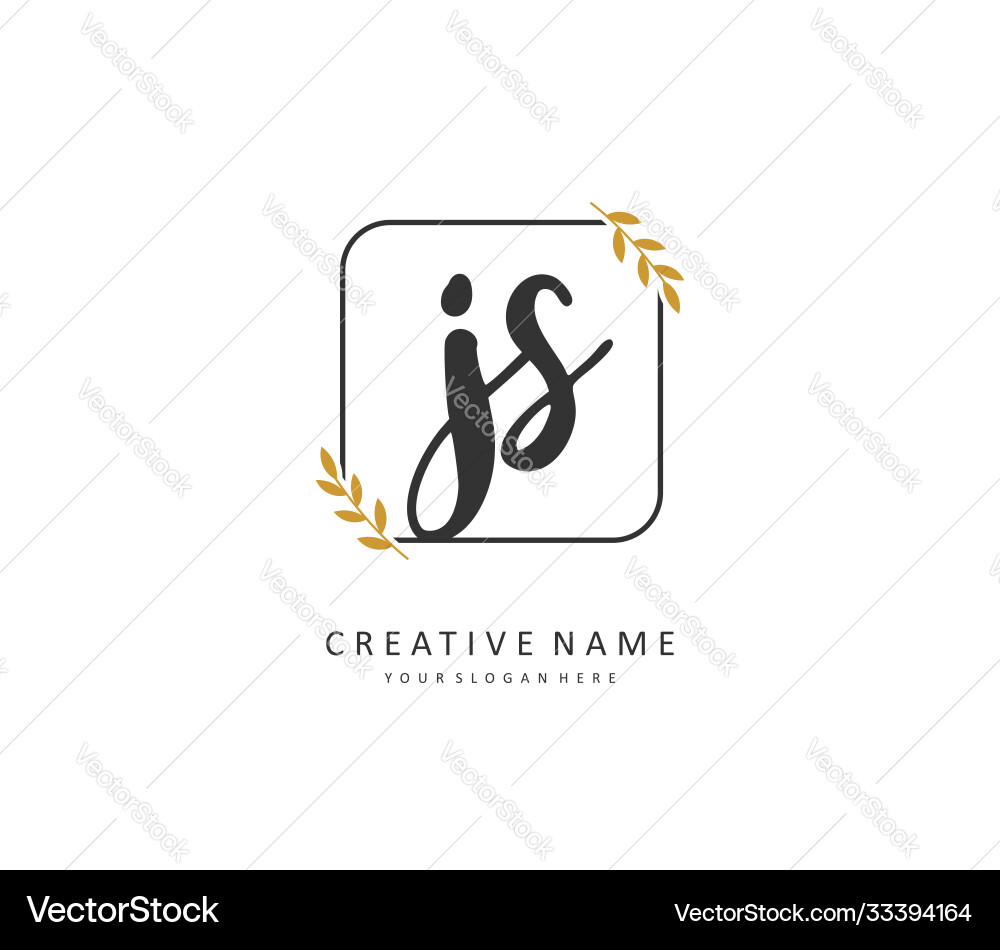J s js initial letter handwriting and signature Vector Image