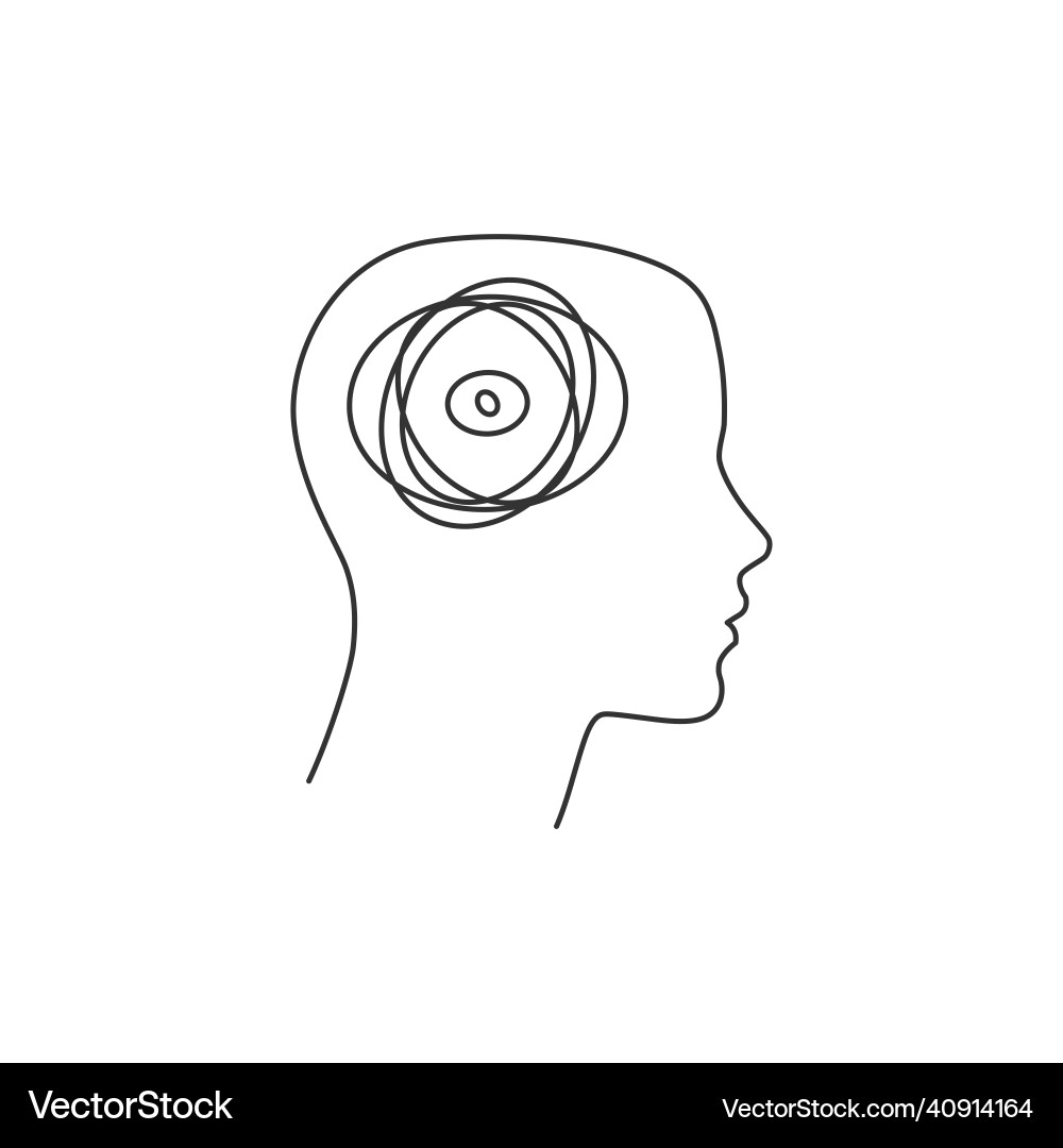 Linear head with confused brain clew problem vector image