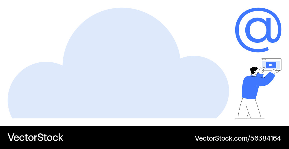Man uploading content to cloud with email symbol Man uploading content to cloud with email symbol vector image
