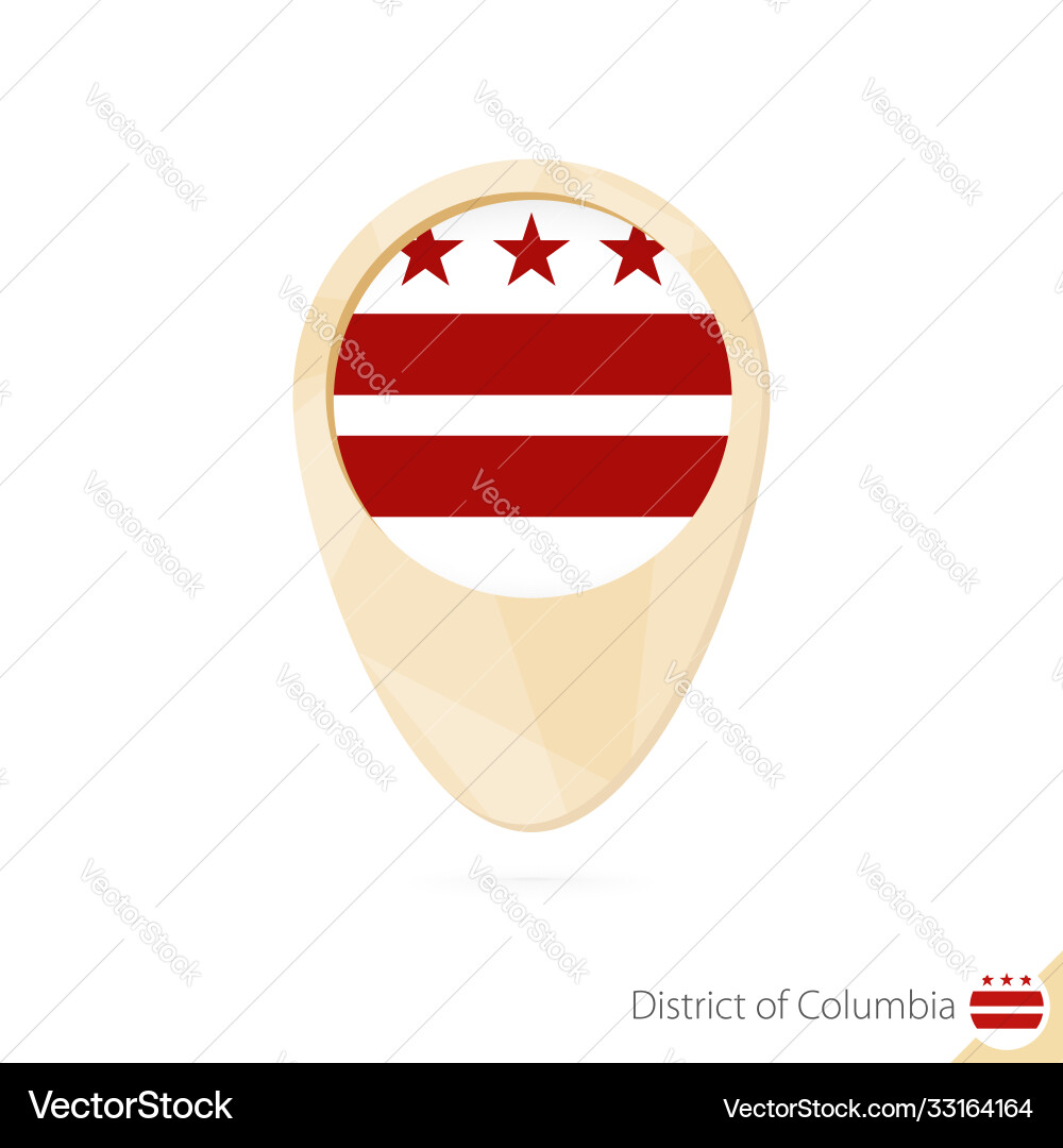 Map pointer with flag district columbia orange Map pointer with flag district columbia orange Vector Image