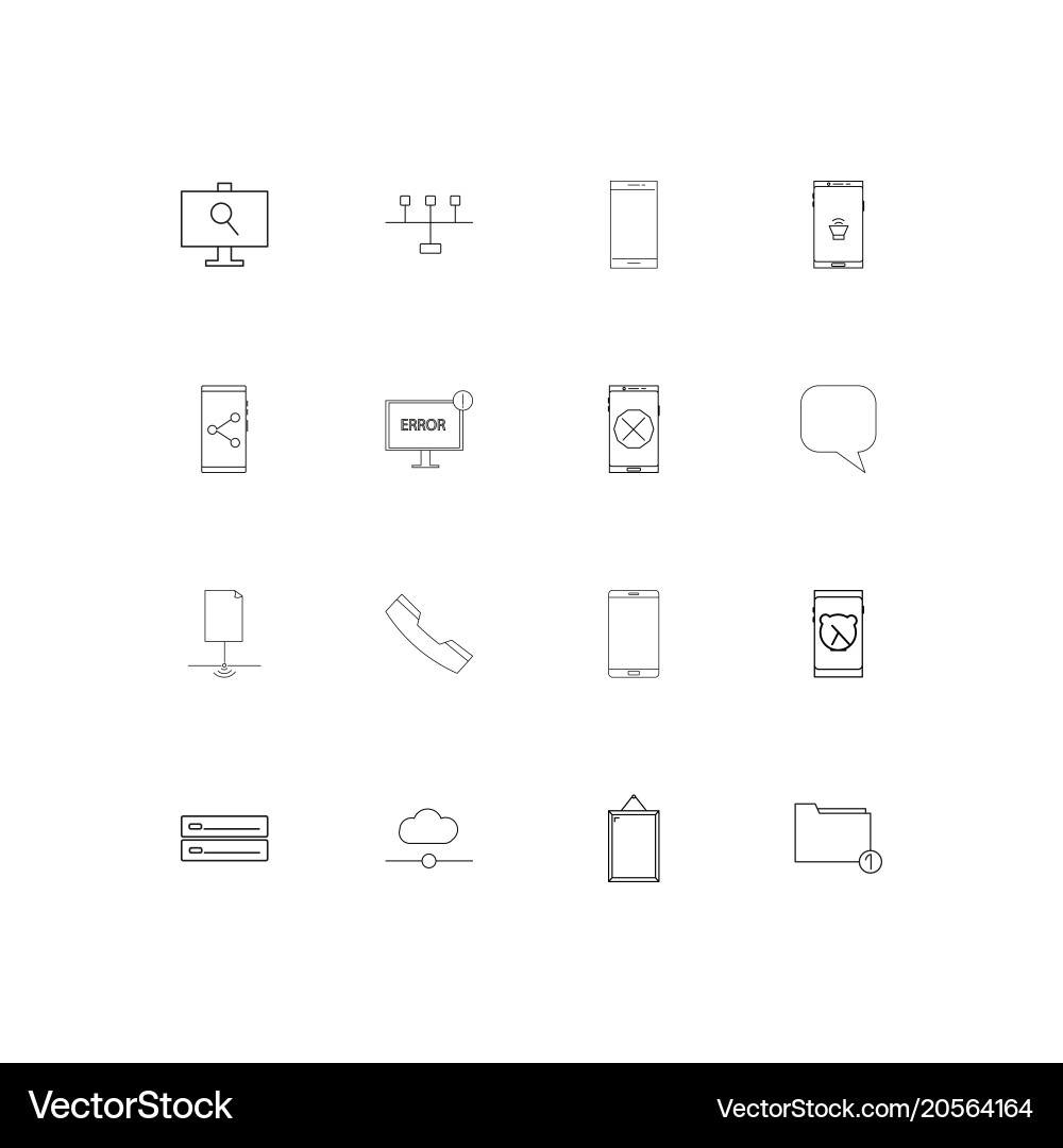 Network and database simple linear icons set vector image