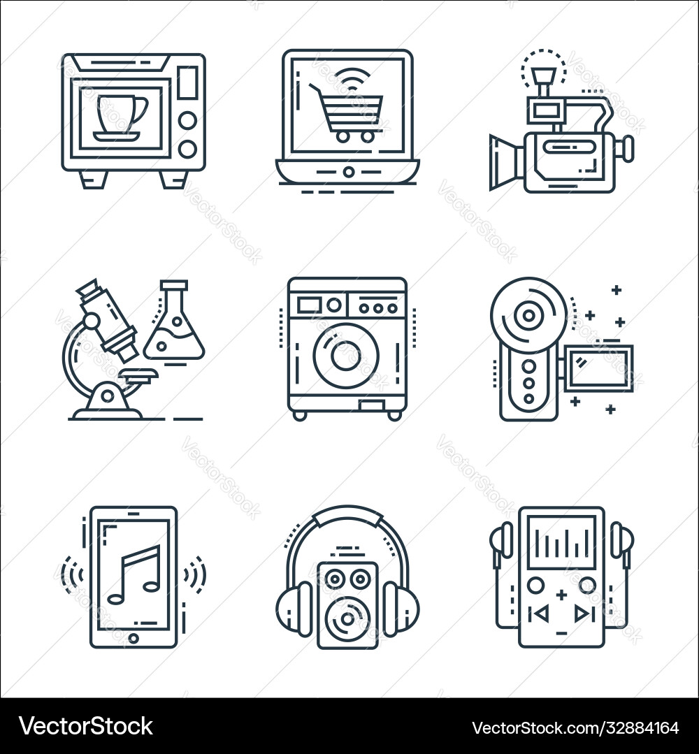 Technology devices line icons linear set quality Vector Image