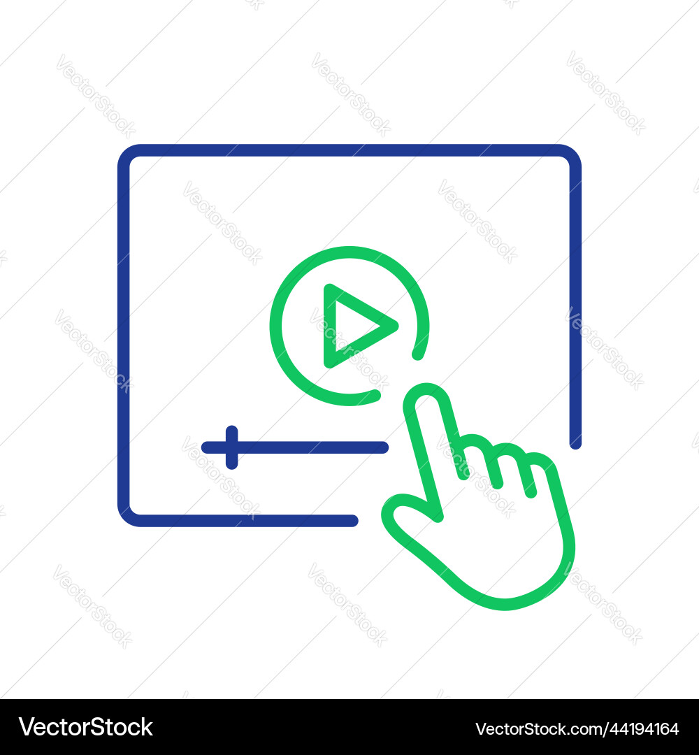 Video tutorials line icon player with mouse Video tutorials line icon player with mouse Vector Image