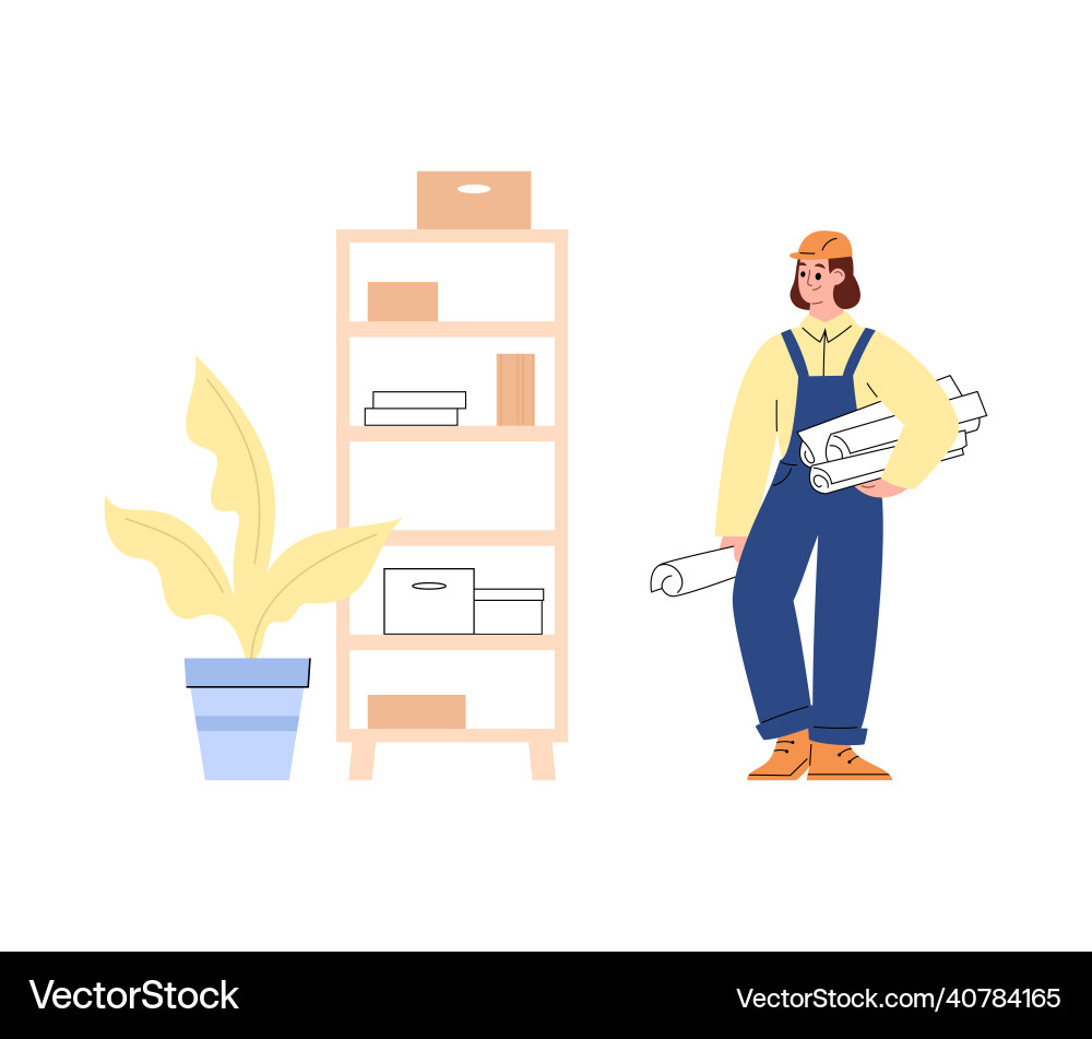 Architect or civil engineer with documentation Architect or civil engineer with documentation vector image