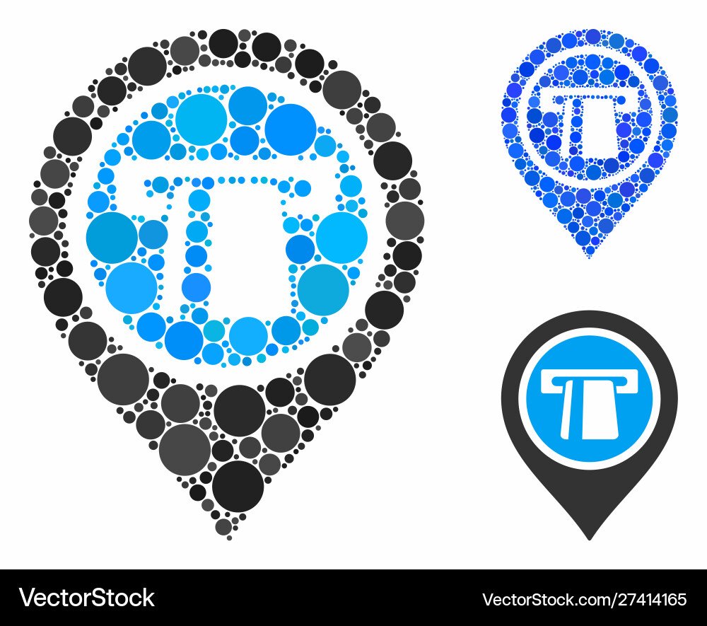 Bank machine pointer mosaic icon circle dots Bank machine pointer mosaic icon circle dots vector image