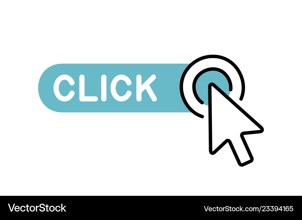 Click here button with cursor icon Vector Image