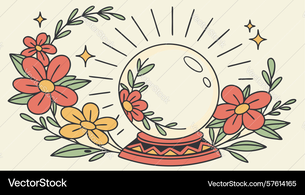 Crystal ball nestled in a colorful array Vector Image