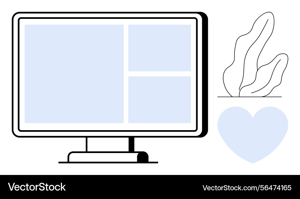 Desktop computer with simple layout abstract Desktop computer with simple layout abstract Vector Image