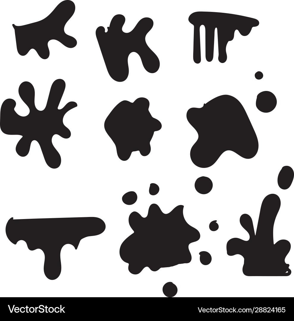 Hand drawn set paint splatter and blob splash Hand drawn set paint splatter and blob splash vector image