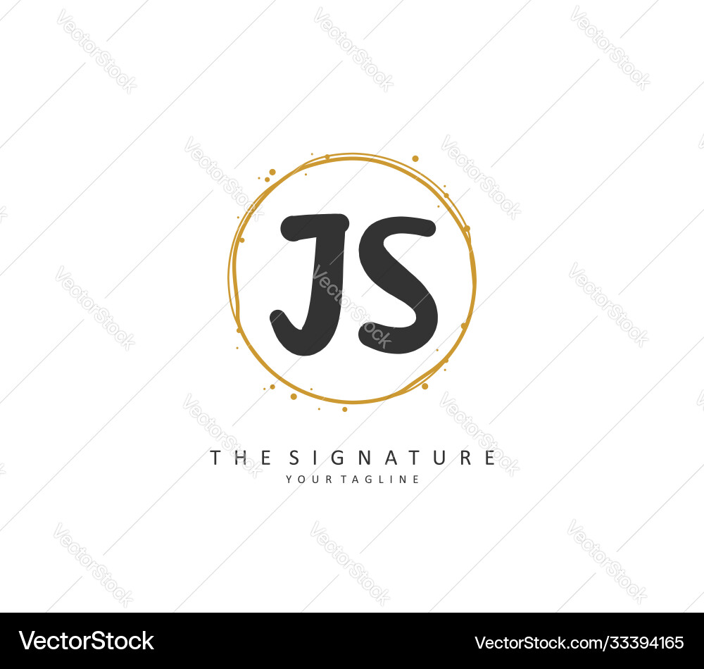 J s js initial letter handwriting and signature Vector Image