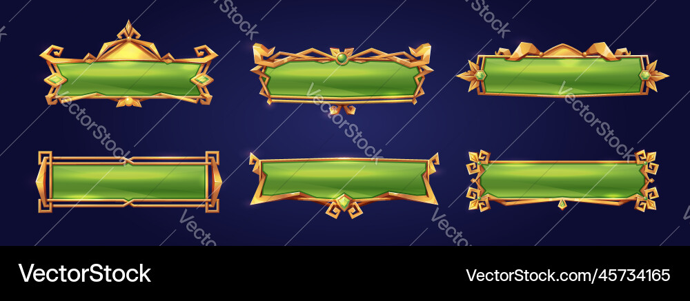 Medieval green buttons ui game menu elements Medieval green buttons ui game menu elements vector image