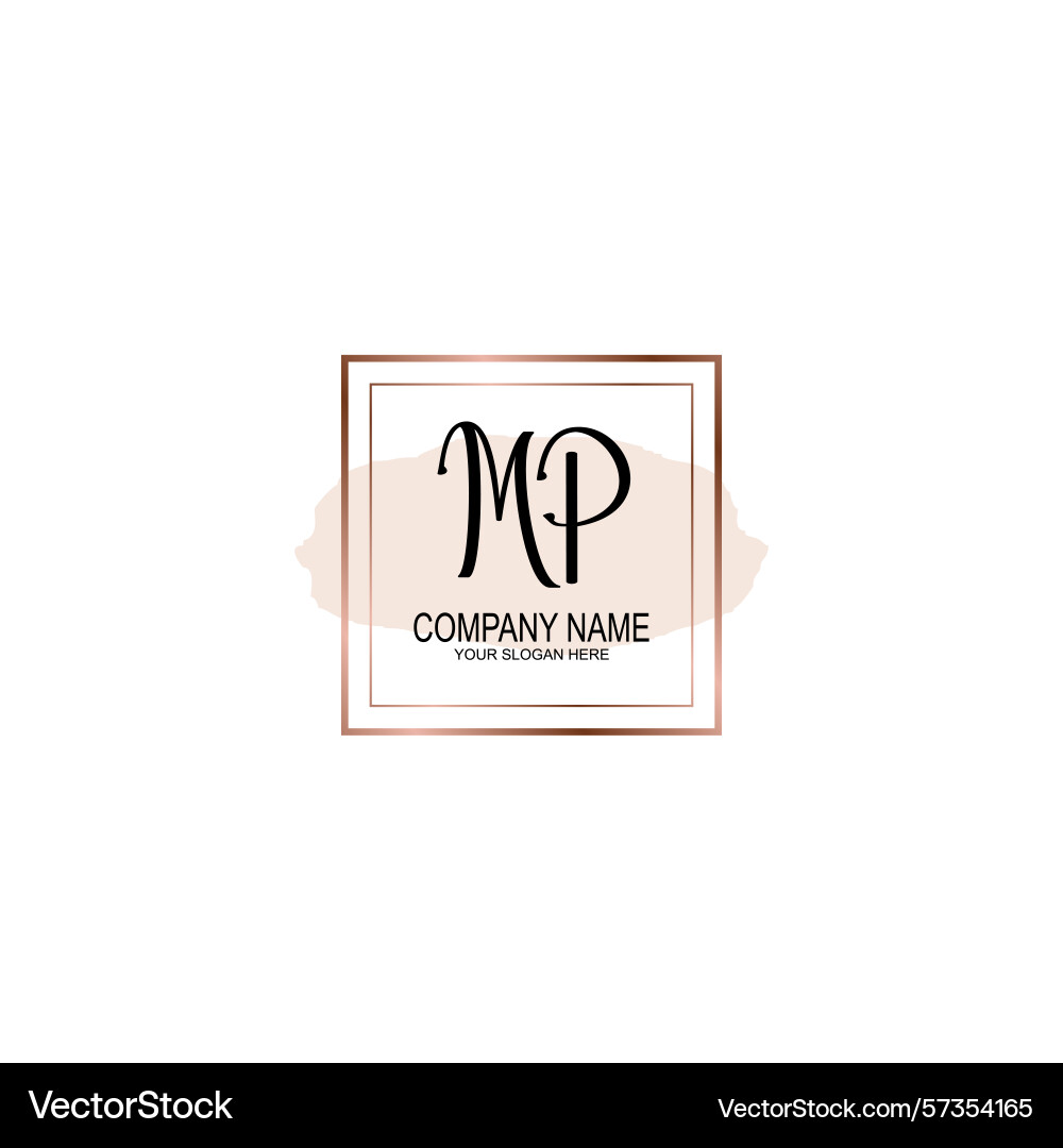Minimalist handwritten mp initial logos with soft Vector Image