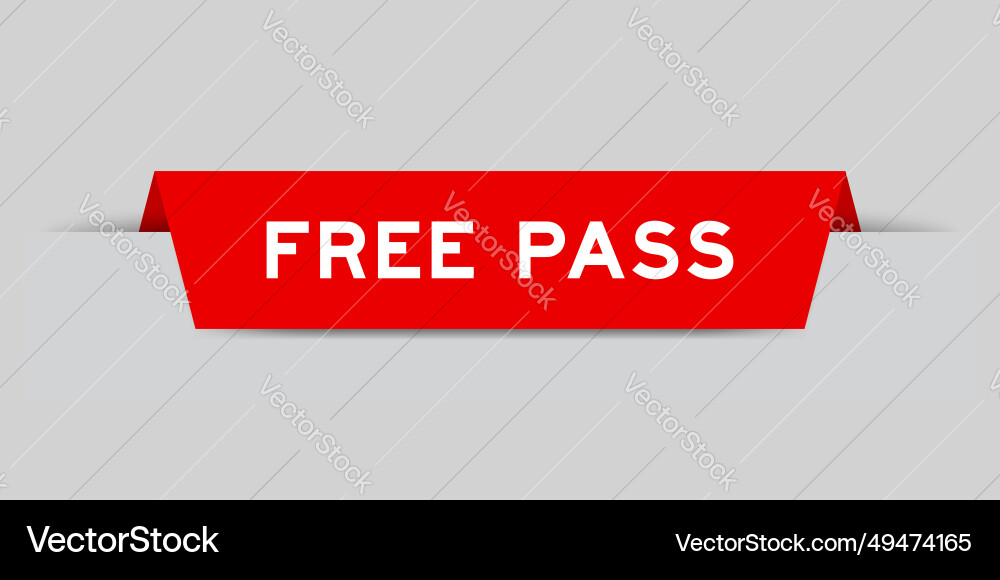 Red color inserted label with word free pass Vector Image