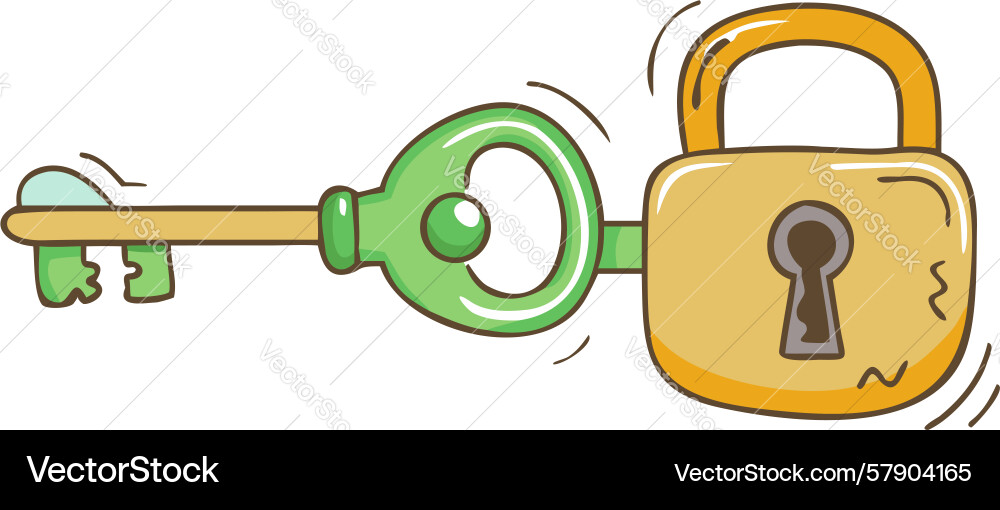 Secure access key and padlock for protection vector image