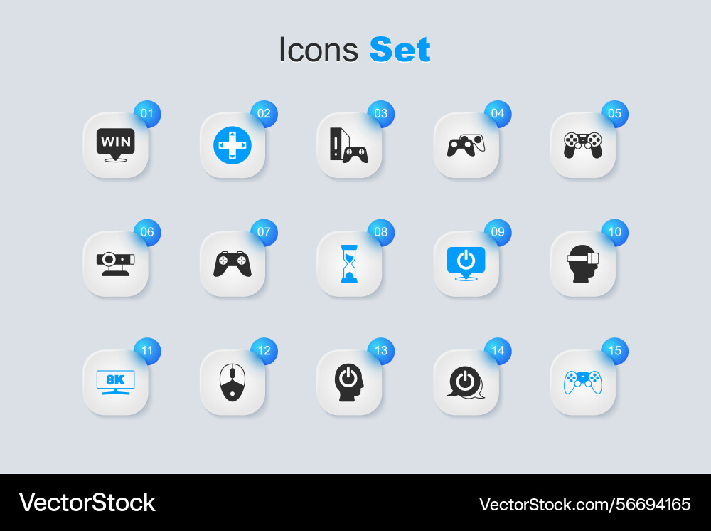 Set power button game controller or joystick vector image