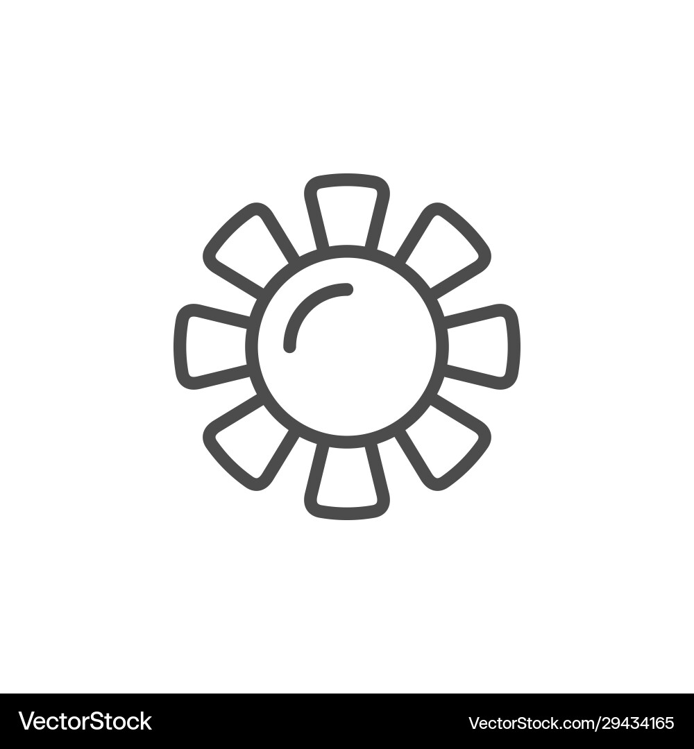 Sun line outline icon and light object Vector Image