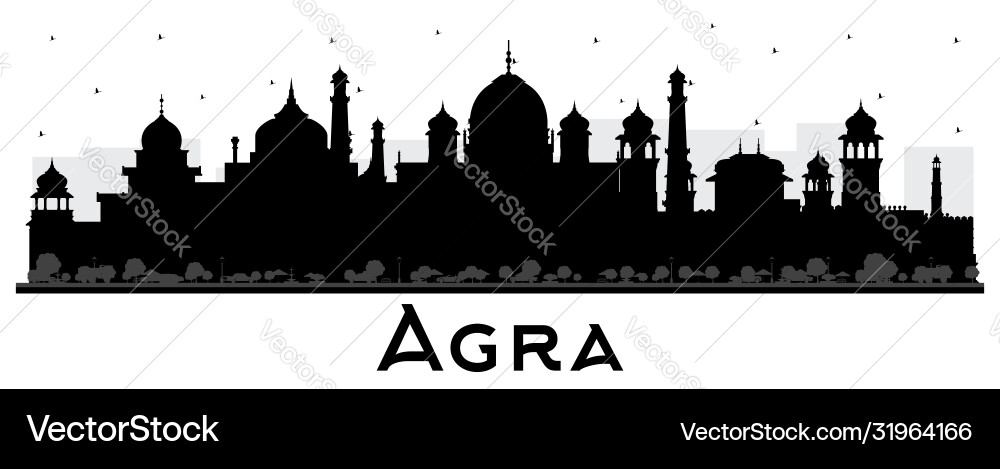Agra india city skyline silhouette mit schwarz Agra india city skyline silhouette mit schwarz vektorbild