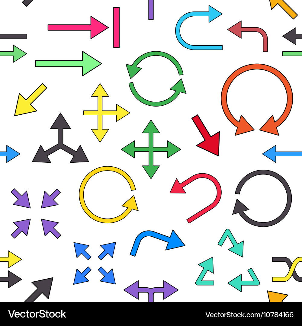 Arrows colorful pattern icons Vector Image