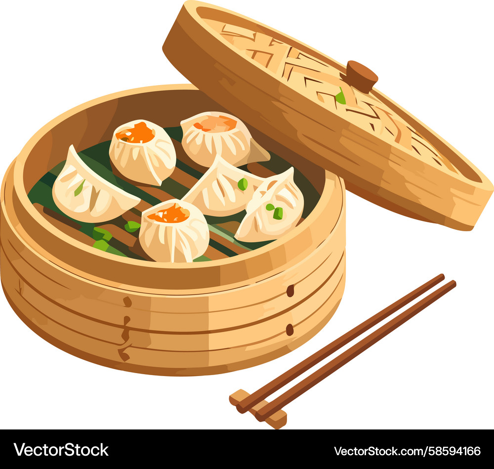 Assorted Steamed Dim Sum Platter Vector Image