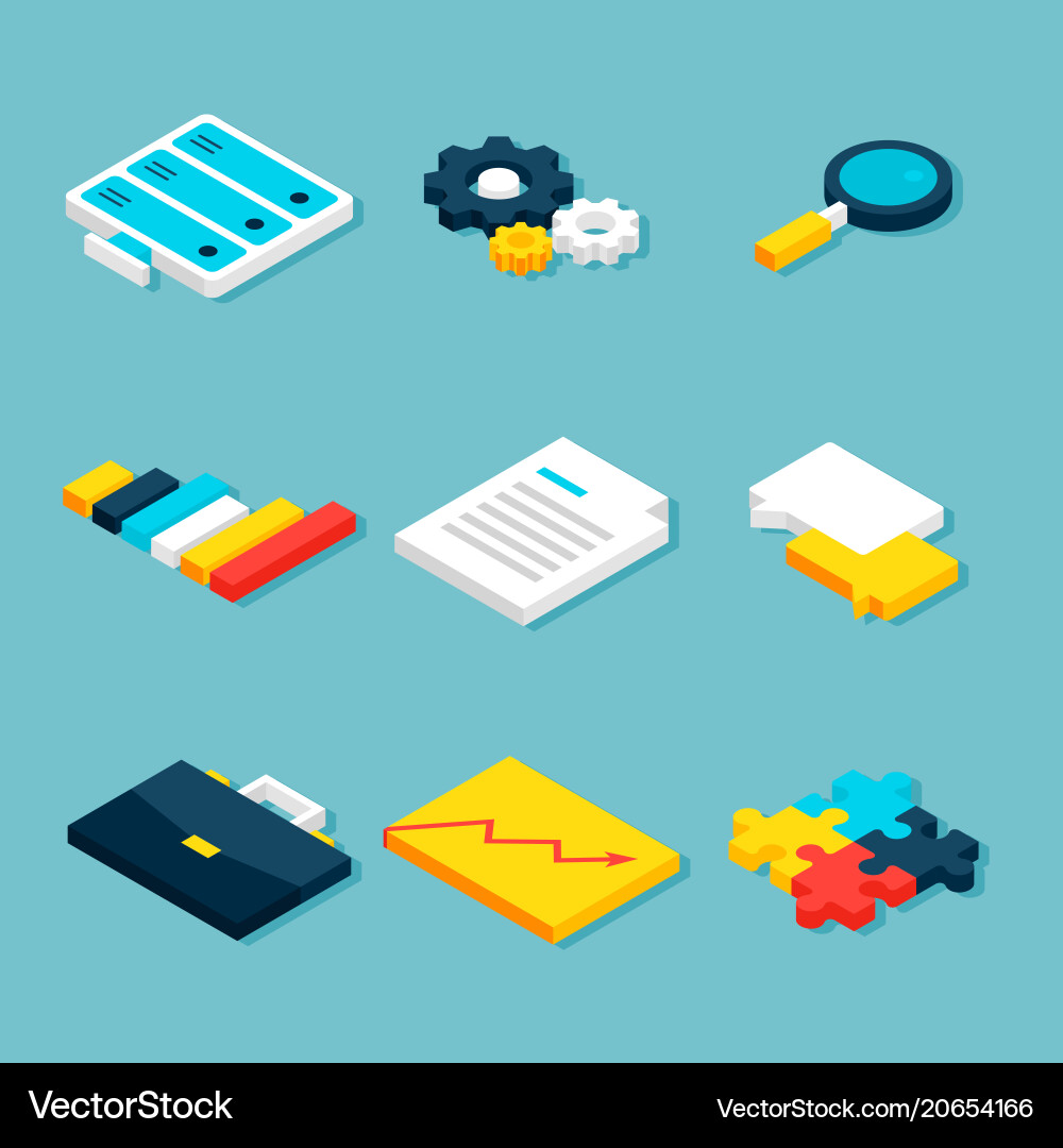 Big data analytics isometric objects Big data analytics isometric objects vector image