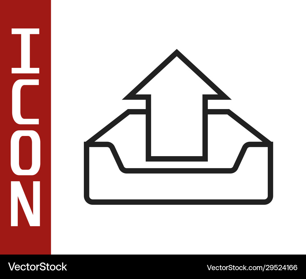 Black line upload inbox icon isolated on white Black line upload inbox icon isolated on white vector image